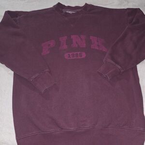 PINK Purple Maroon Logo Graphic Crewneck Pullover Fleece Sweatshirt XS